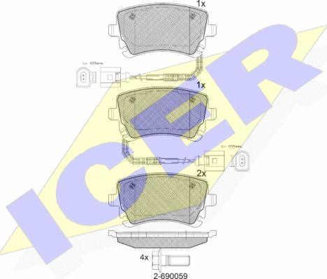 Icer 181674 - Тормозные колодки, дисковые, комплект autospares.lv