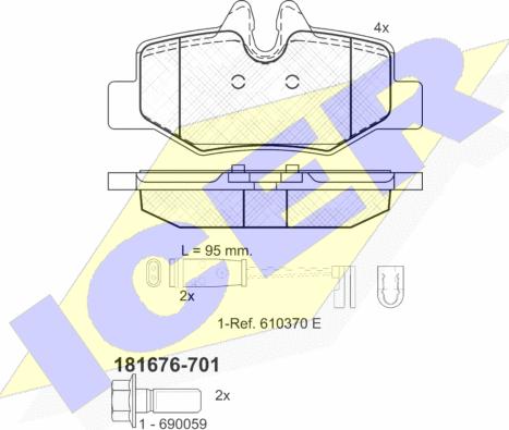 Icer 181676-701 - Тормозные колодки, дисковые, комплект autospares.lv