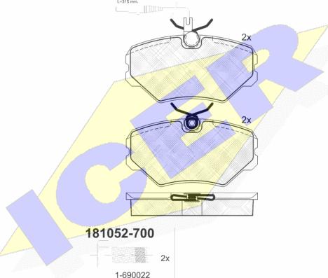 Icer 181052-700 - Тормозные колодки, дисковые, комплект autospares.lv