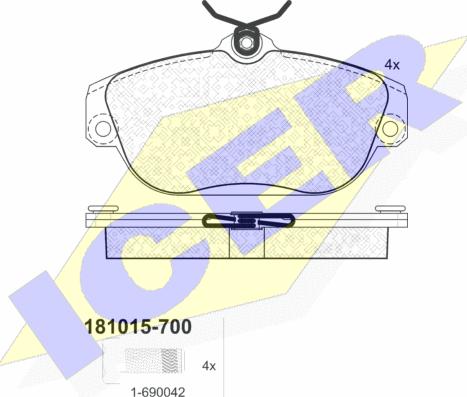 Icer 181015-700 - Тормозные колодки, дисковые, комплект autospares.lv