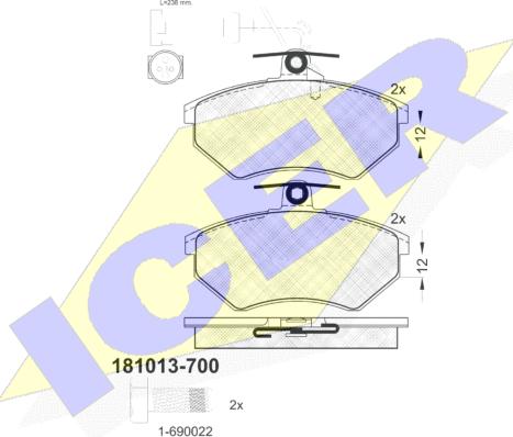 Icer 181013-700 - Тормозные колодки, дисковые, комплект autospares.lv