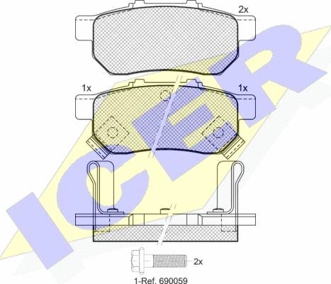 Icer 181024 - Тормозные колодки, дисковые, комплект autospares.lv