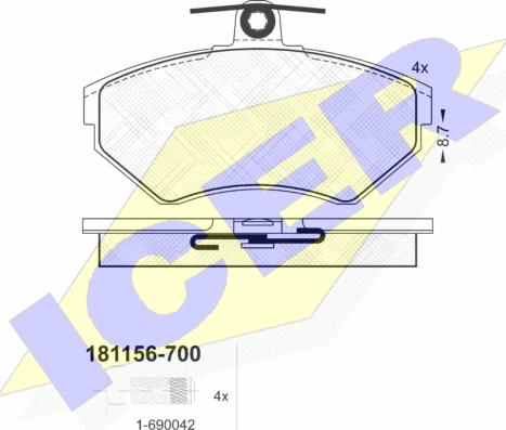 Icer 181156-700 - Тормозные колодки, дисковые, комплект autospares.lv