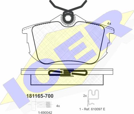 Icer 181165-700 - Тормозные колодки, дисковые, комплект autospares.lv