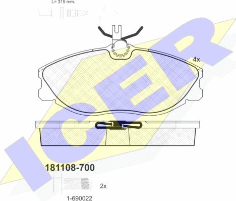 Icer 181108-700 - Тормозные колодки, дисковые, комплект autospares.lv