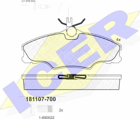 Icer 181107-700 - Тормозные колодки, дисковые, комплект autospares.lv