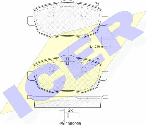 Icer 181845 - Тормозные колодки, дисковые, комплект autospares.lv