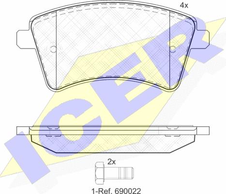 Icer 181854-200 - Тормозные колодки, дисковые, комплект autospares.lv