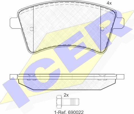 Icer 181854 - Тормозные колодки, дисковые, комплект autospares.lv