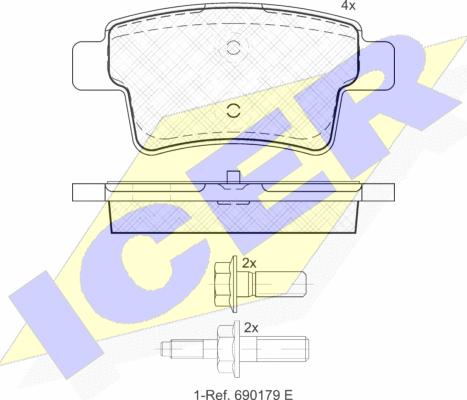Icer 181853 - Тормозные колодки, дисковые, комплект autospares.lv