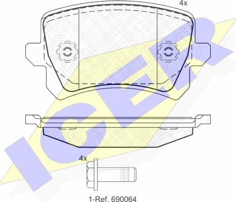 Icer 181857 - Тормозные колодки, дисковые, комплект autospares.lv