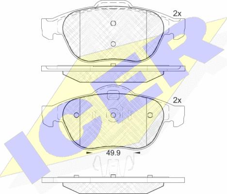 Icer 181861 - Тормозные колодки, дисковые, комплект autospares.lv