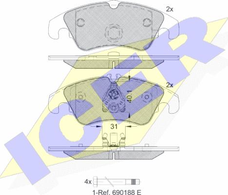 Icer 181862-203 - Тормозные колодки, дисковые, комплект autospares.lv