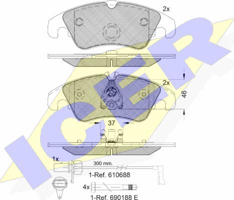 Icer 181862-202 - Тормозные колодки, дисковые, комплект autospares.lv