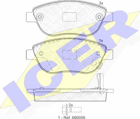 Icer 181809 - Тормозные колодки, дисковые, комплект autospares.lv