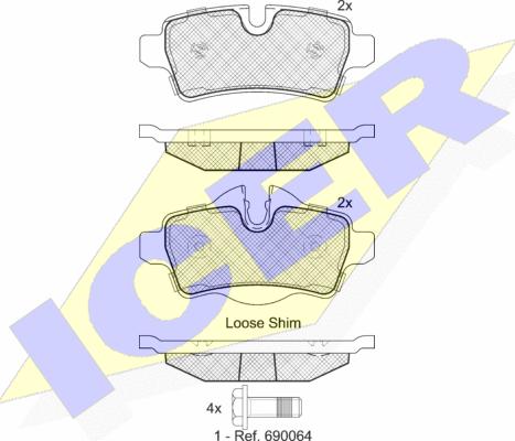 Icer 181812 - Тормозные колодки, дисковые, комплект autospares.lv