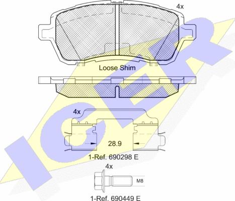 Icer 181881-204 - Тормозные колодки, дисковые, комплект autospares.lv