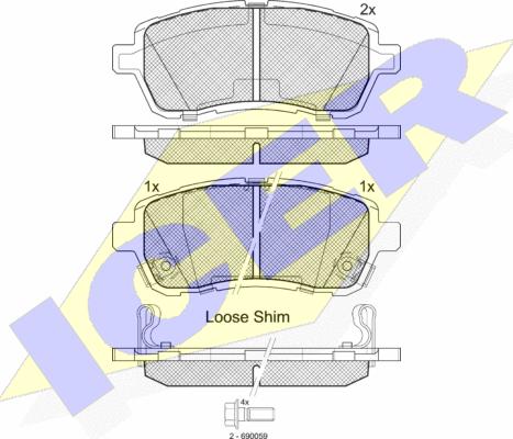 Icer 181881 - Тормозные колодки, дисковые, комплект autospares.lv