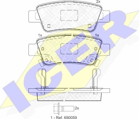 Icer 181888 - Тормозные колодки, дисковые, комплект autospares.lv