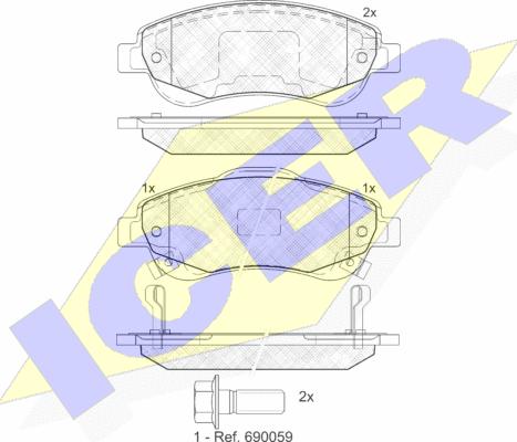 Icer 181887 - Тормозные колодки, дисковые, комплект autospares.lv