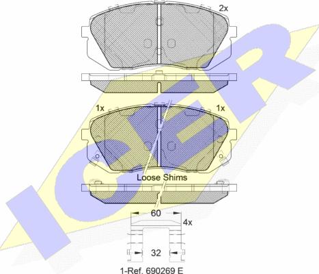 Icer 181826-201 - Тормозные колодки, дисковые, комплект autospares.lv