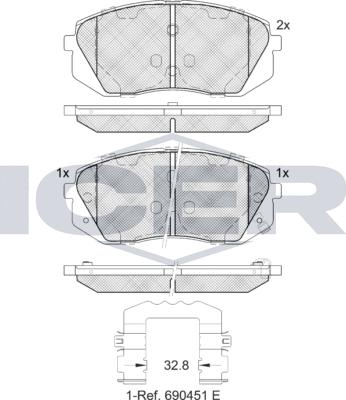 Icer 181826e1 - Тормозные колодки, дисковые, комплект autospares.lv