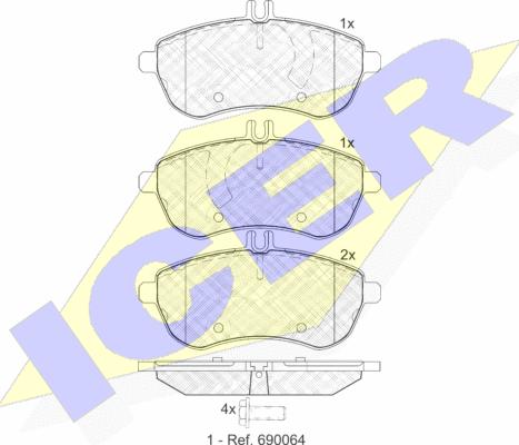 Icer 181821 - Тормозные колодки, дисковые, комплект autospares.lv