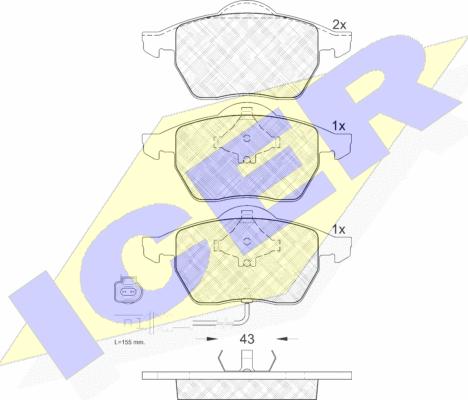 Icer 181396 - Тормозные колодки, дисковые, комплект autospares.lv