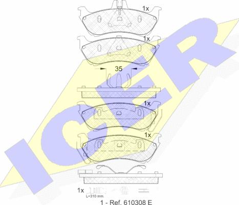 Icer 181392 - Тормозные колодки, дисковые, комплект autospares.lv