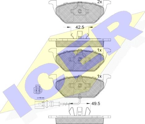 Icer 181349400 - Тормозные колодки, дисковые, комплект autospares.lv