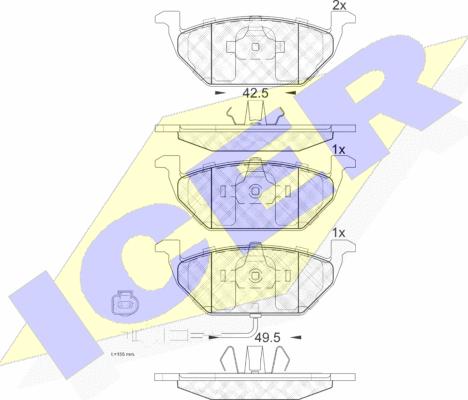 Icer 181349 - Тормозные колодки, дисковые, комплект autospares.lv