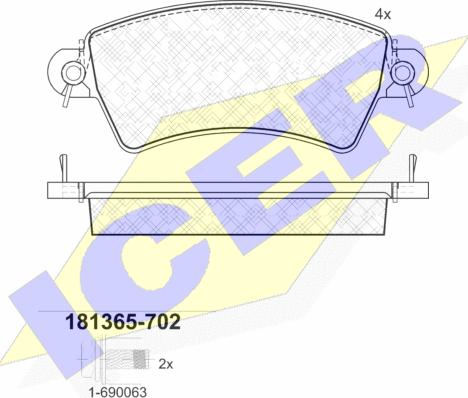 Icer 181365-702 - Тормозные колодки, дисковые, комплект autospares.lv