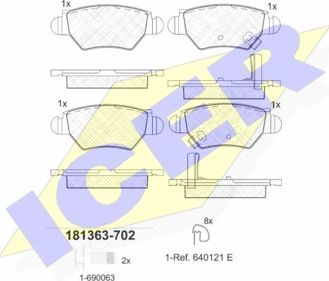 Icer 181363-702 - Тормозные колодки, дисковые, комплект autospares.lv