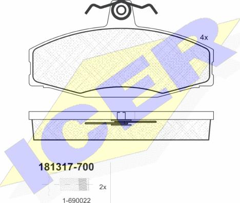 Icer 181317-700 - Тормозные колодки, дисковые, комплект autospares.lv