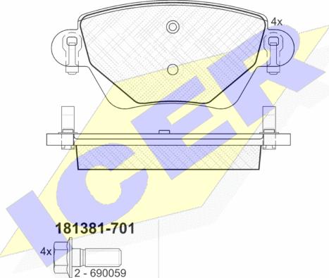 Icer 181381-701 - Тормозные колодки, дисковые, комплект autospares.lv