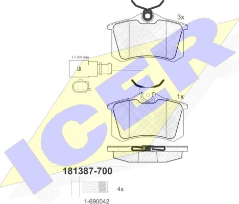 Icer 181387-700 - Тормозные колодки, дисковые, комплект autospares.lv