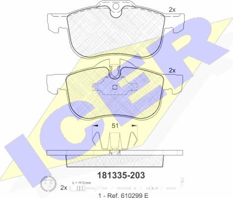 Icer 181335 - Тормозные колодки, дисковые, комплект autospares.lv