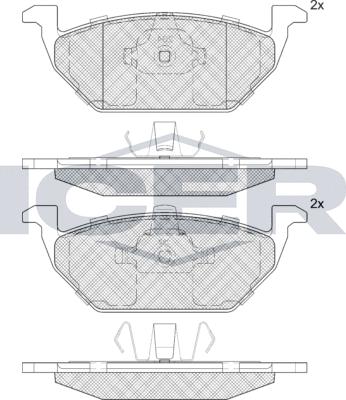 Icer 181338e1 - Тормозные колодки, дисковые, комплект autospares.lv