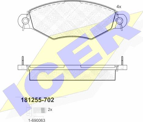Icer 181255-702 - Тормозные колодки, дисковые, комплект autospares.lv
