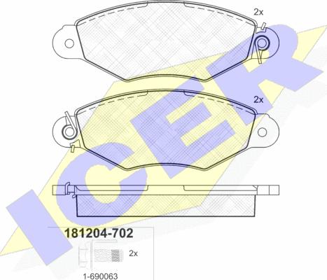 Icer 181204-702 - Тормозные колодки, дисковые, комплект autospares.lv