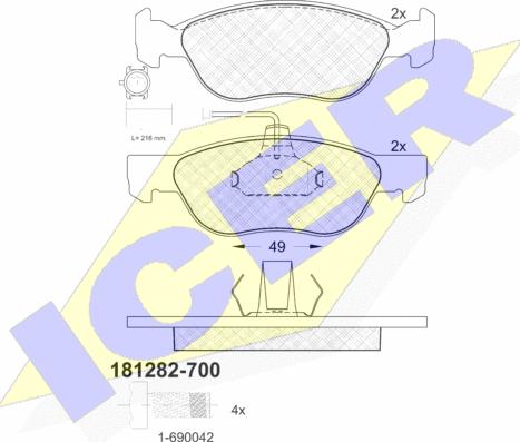 Icer 181282-700 - Тормозные колодки, дисковые, комплект autospares.lv