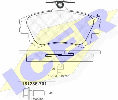 Icer 181236-701 - Тормозные колодки, дисковые, комплект autospares.lv