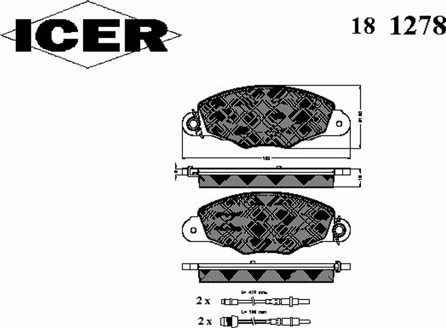 Icer 181278 - Тормозные колодки, дисковые, комплект autospares.lv