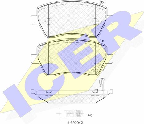 Icer 181748 - Тормозные колодки, дисковые, комплект autospares.lv