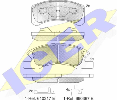 Icer 181701-208 - Тормозные колодки, дисковые, комплект autospares.lv