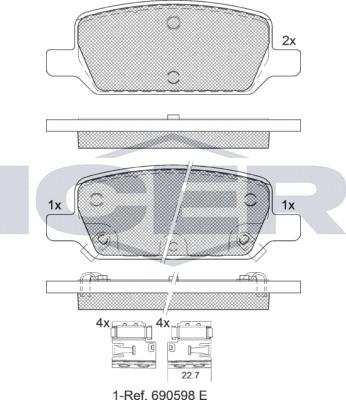 Icer 182412 - Тормозные колодки, дисковые, комплект autospares.lv