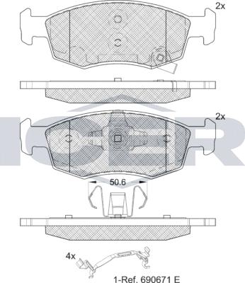 Icer 182422 - Тормозные колодки, дисковые, комплект autospares.lv