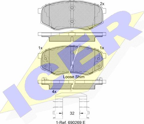 Icer 182094 - Тормозные колодки, дисковые, комплект autospares.lv