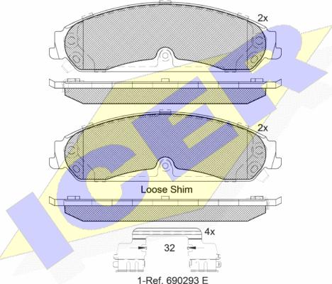 Icer 182097 - Тормозные колодки, дисковые, комплект autospares.lv