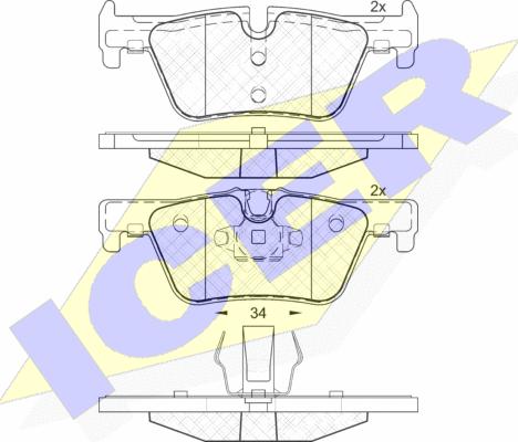 Icer 182049 - Тормозные колодки, дисковые, комплект autospares.lv